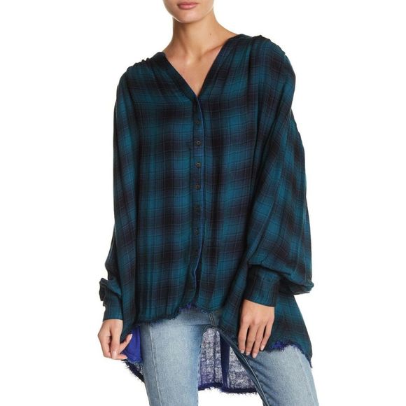 Free People Tops - Free People Come on Over Plaid Button Up Tunic Top